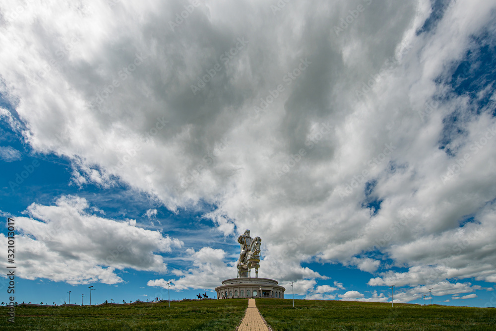 The Genghis Khan Equestrian Statue, is a 131-foot (40 m) tall statue of Genghis Khan on horseback, on the bank of the Tuul River at Tsonjin Boldog 54 km east of the Mongolian capital Ulaanbaatar.