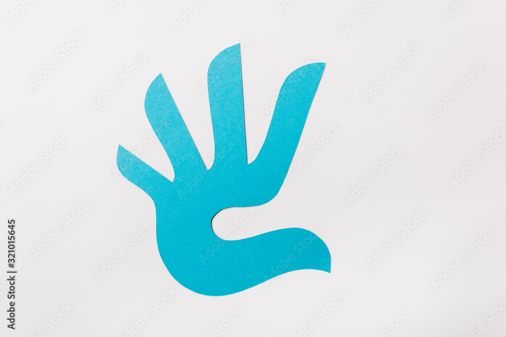 top view of paper cut print isolated on white, human rights concept top view of paper cut print isolated on white, human rights concept