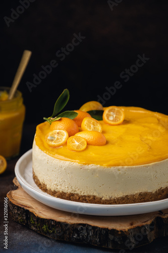 Citrus cheesecake cake with kumquats