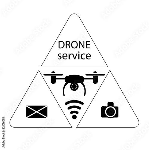 Drone service. Icon drone. Photography services, mail and parcel delivery