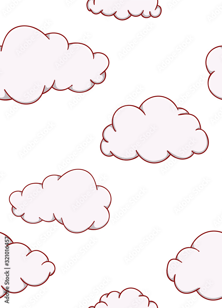 Seamless pattern cloud cartoon kawaii flat hand drawn on white background Seamless pattern cloud cartoon kawaii flat hand drawn on white background
