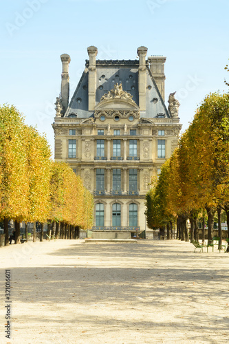 Alley in Tuilleries garden in Paris on sunny day