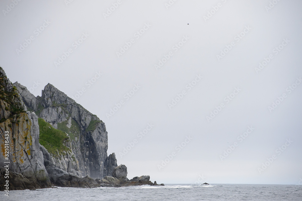 The rocks and the sea. The Far East of Russia. The city of Magadan.
