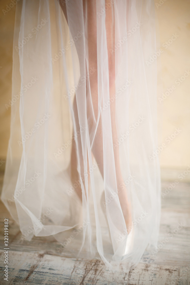 female legs in a dress of light fabric and pointe shoes female legs in a dress of light fabric and pointe shoes