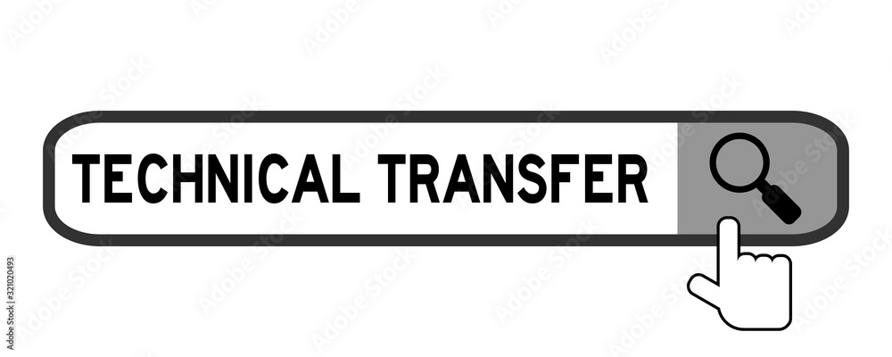 Search box with word technical transfer and hand icon over magnifier on white background Search box with word technical transfer and hand icon over magnifier on white background