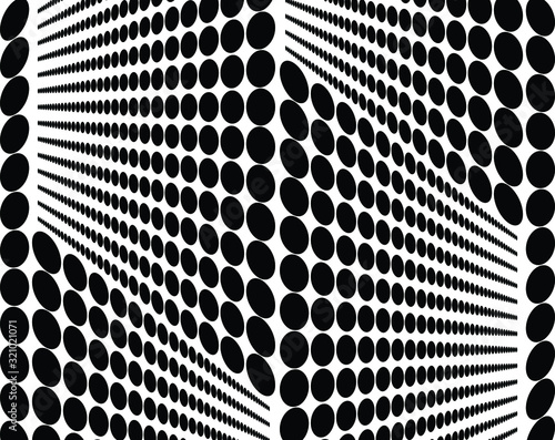  Abstract background with optical illusion wave. Black and white horizontal lines with wavy distortion effect for prints, web pages, template, posters, monochrome backgrounds and pattern