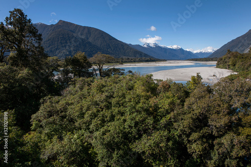 Road to Jackson bay. Westcoast New Zealand. Okuru river.  © A