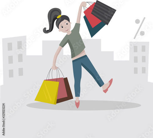 Shopping woman purchasing concept store vector image