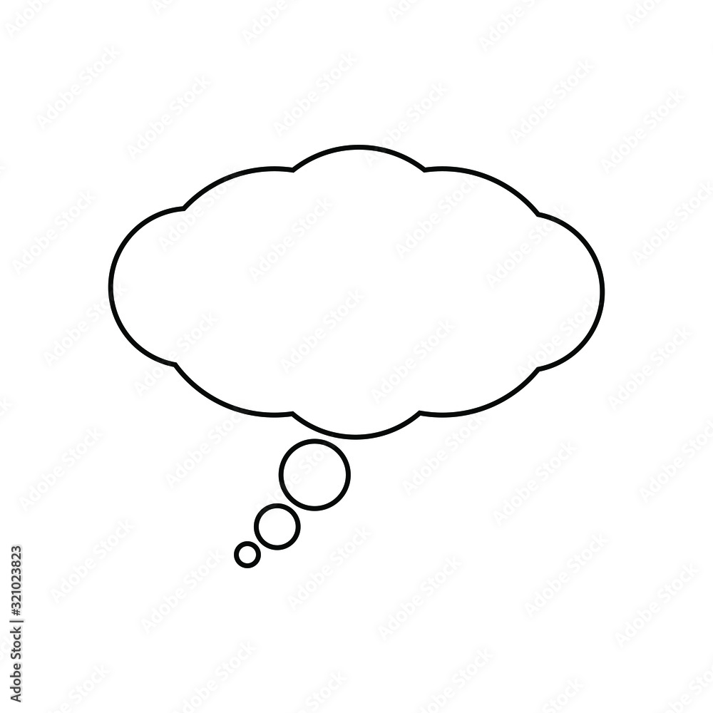 Speech bubble graphic icon. Blank balloon for thoughts sign isolated on white background. Empty dialog cloud. Cloud for text. Vector illustration Speech bubble graphic icon. Blank balloon for thoughts sign isolated on white background. Empty dialog cloud. Cloud for text. Vector illustration
