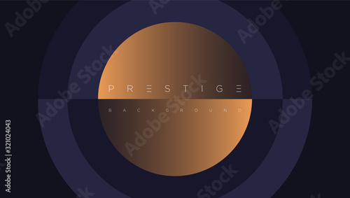 Dark blue premium background with luxury golden geometric elements triangle, circle etc. Prestige background for poster, banner, flyer, cover etc. Vector EPS