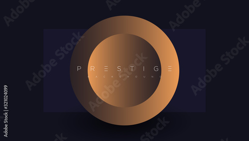 Dark blue premium background with luxury golden geometric elements triangle, circle etc. Prestige background for poster, banner, flyer, cover etc. Vector EPS