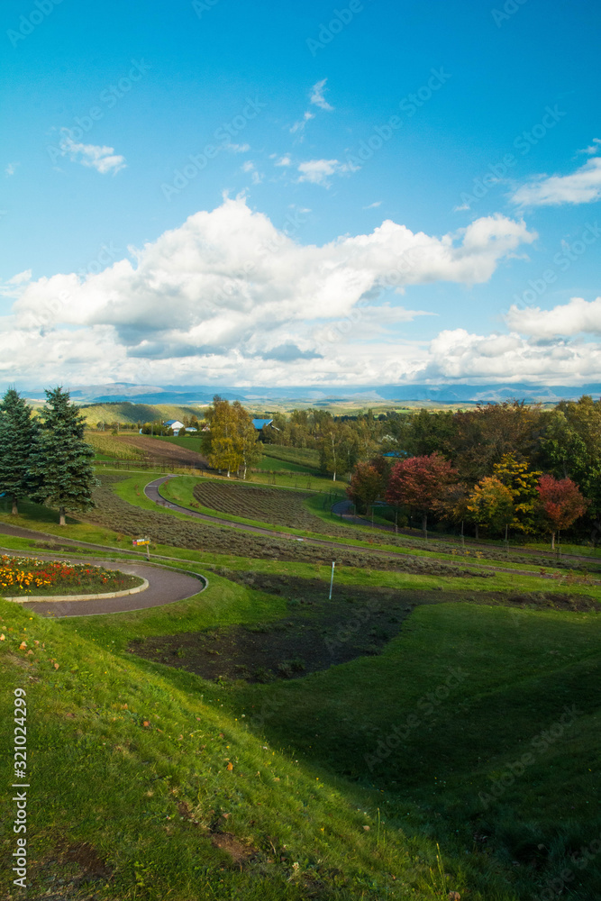 Amazing sky with clouds and scenery in Biei, Hokkaido, Japan.