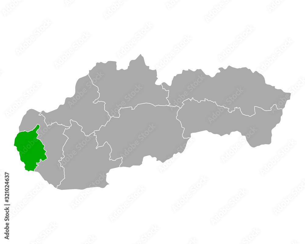 Karte von Bratislavsky kraj in Slowakei