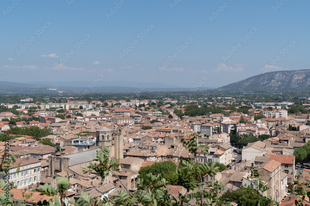 viewpoint top aerial view Cavaillon town with mountain background in Provence France