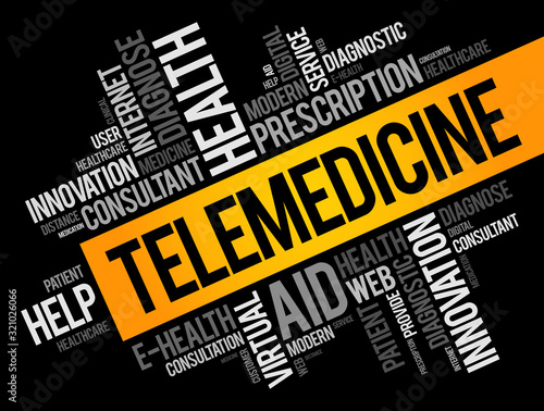 Telemedicine word cloud collage, health concept background