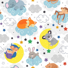 Handdoek met foto Slapende dieren patronen Slapende dieren patroon voor kinderkamer  © nataka
