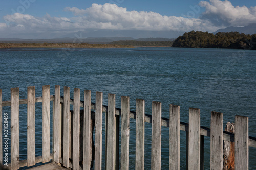 Fototapeta Naklejka Na Ścianę i Meble -  Okarita South island coast. New Zealand. Historic Jetty