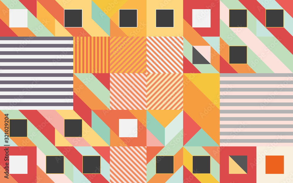 Fototapeta premium Creative pattern with colorful shapes, illustration