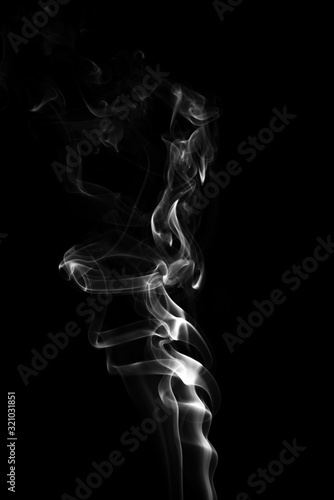 White smoke isolated on black background