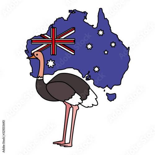 ostrich with map of australia in the background photo