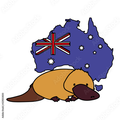 platypus with map of australia in the background photo