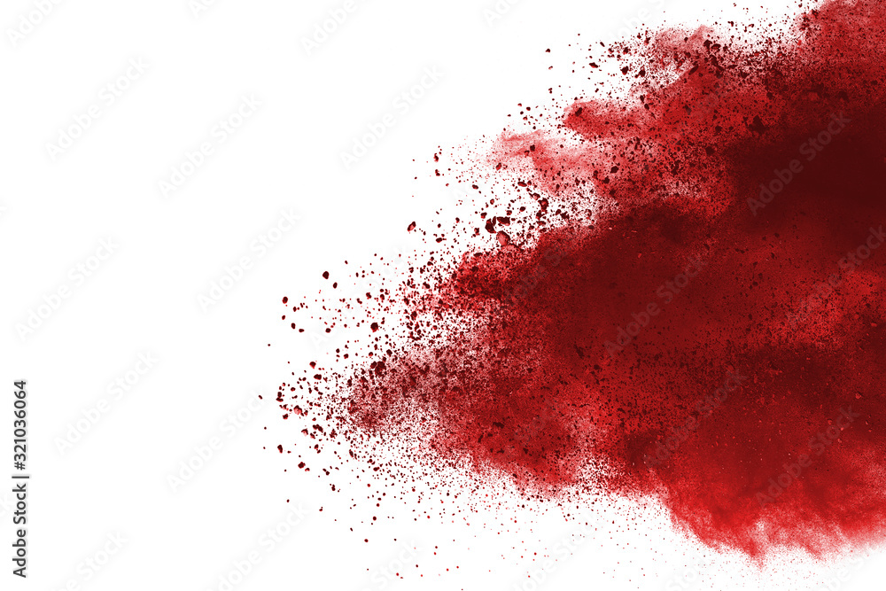 Red powder explosion on white background. Colored cloud. Colorful dust explode. Paint Holi. Red powder explosion on white background. Colored cloud. Colorful dust explode. Paint Holi.