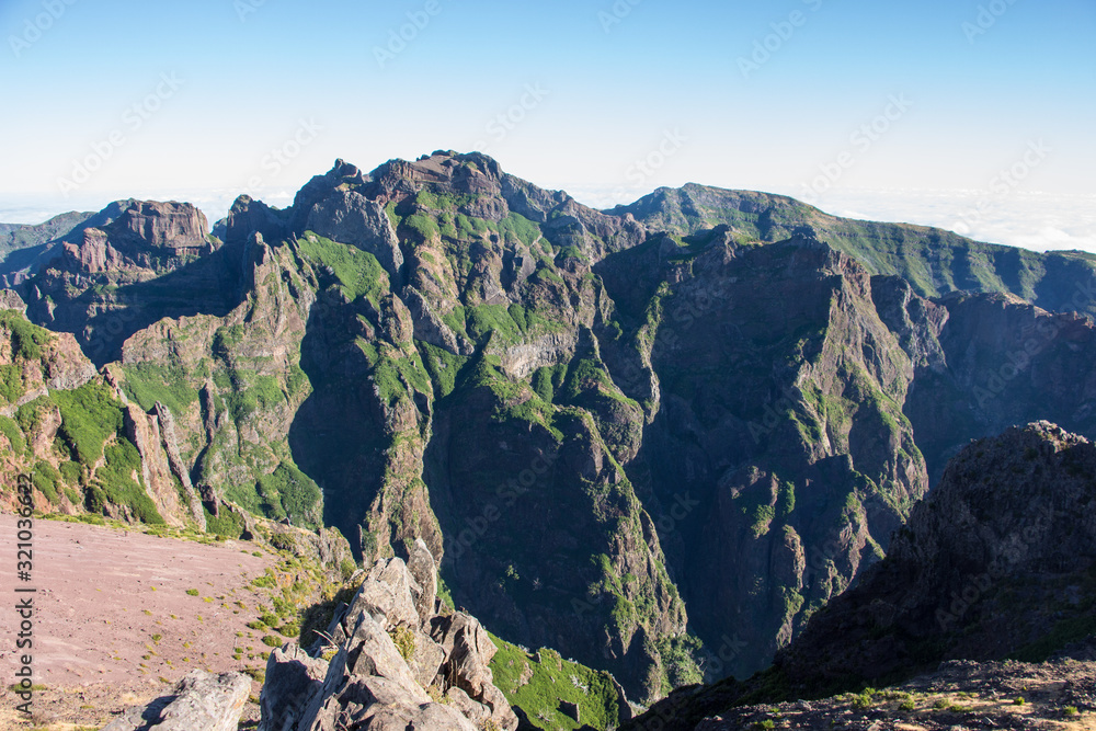 Madeira mountain landscape spectacular view blue sky outdoor traveling concept