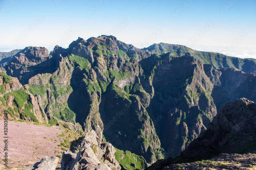 Fototapeta premium Madeira mountain landscape spectacular view blue sky outdoor traveling concept