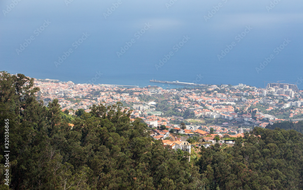 Madeira funchal mountain landscape spectacular view blue sea outdoor traveling concept
