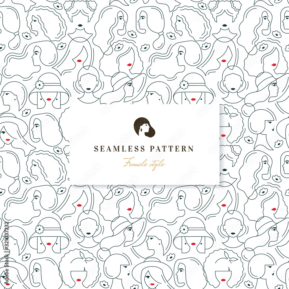 Seamless pattern of female styles. Seamless pattern of female styles.