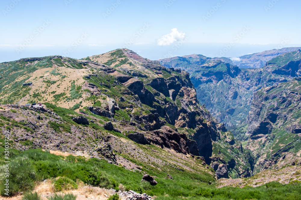 Madeira mountain landscape spectacular view horizon blue sky outdoor traveling concept