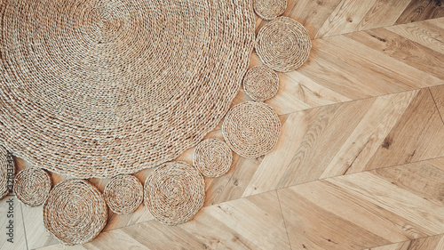 Photos Jute braided home spiral rug background texture pattern