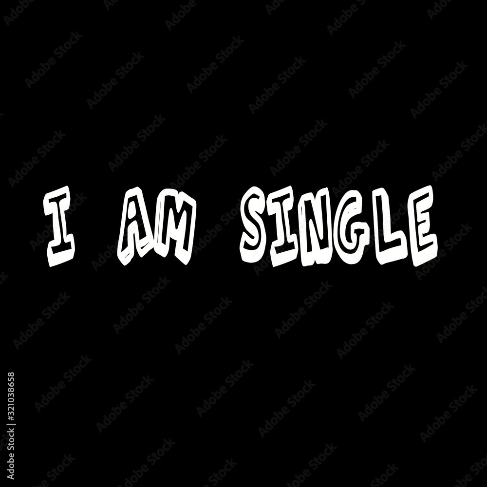 the logo with the words i am single has a black color and there is a white 3d motif in addition there is a black background