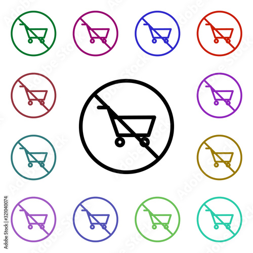 Prohibition of purchase multi color style icon. Simple thin line, outline vector of ban icons for ui and ux, website or mobile application