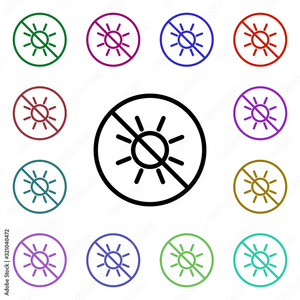 Ban on light multi color style icon. Simple thin line, outline vector of ban icons for ui and ux, website or mobile application Ban on light multi color style icon. Simple thin line, outline vector of ban icons for ui and ux, website or mobile application