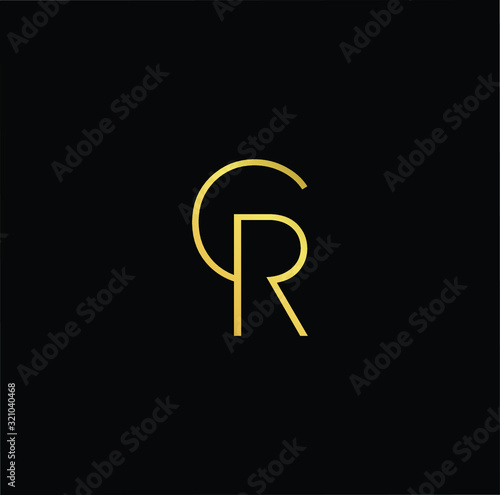 Outstanding professional elegant trendy awesome artistic black and gold color CR RC initial based Alphabet icon logo.