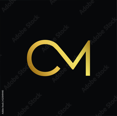 Outstanding professional elegant trendy awesome artistic black and gold color CM MC initial based Alphabet icon logo.