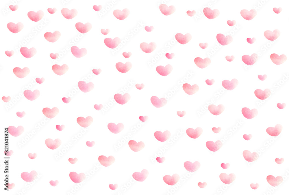 Hand painted ,Watercolor, hearts, background white (4-B)