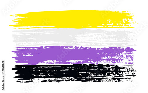 Grunge Non-binary pride flag. Vector illustration Symbol of non binary. LGBT movement. LGBTQ community.