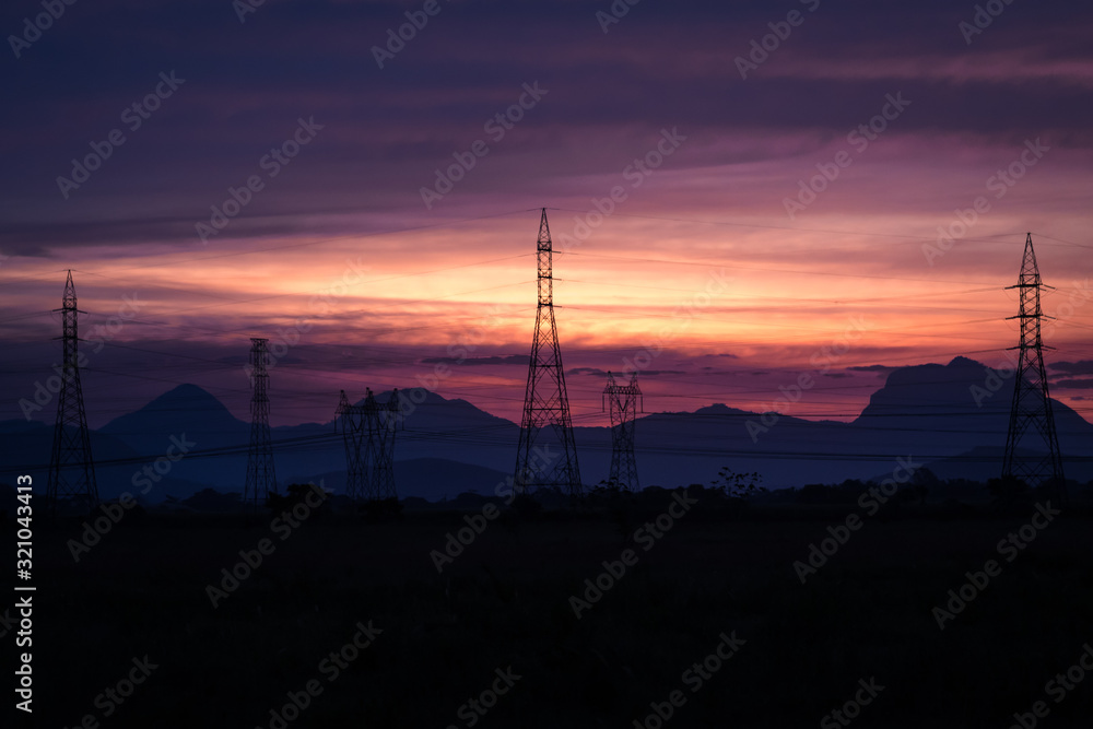 beautiful purple sunset in the countryside beautiful purple sunset in the countryside