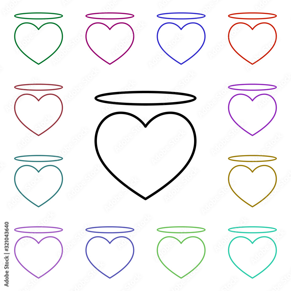 Angel heart with an halo multi color style icon. Simple thin line, outline vector of heartbeat icons for ui and ux, website or mobile application