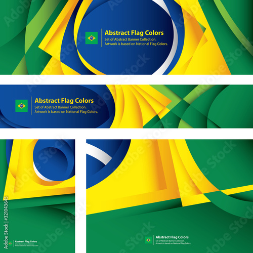 Abstract Brazilian Flag, Flag Banner Collection (Vector Art) photo