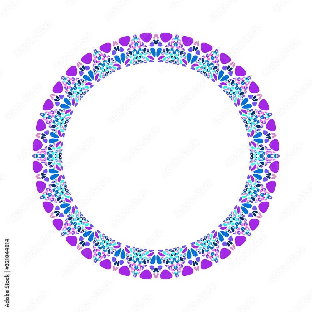 Geometrical floral wreath - round abstract vector element on white background Geometrical floral wreath - round abstract vector element on white background