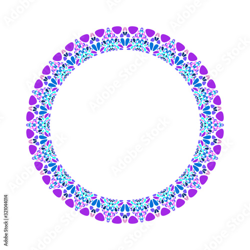 Geometrical floral wreath - round abstract vector element on white background