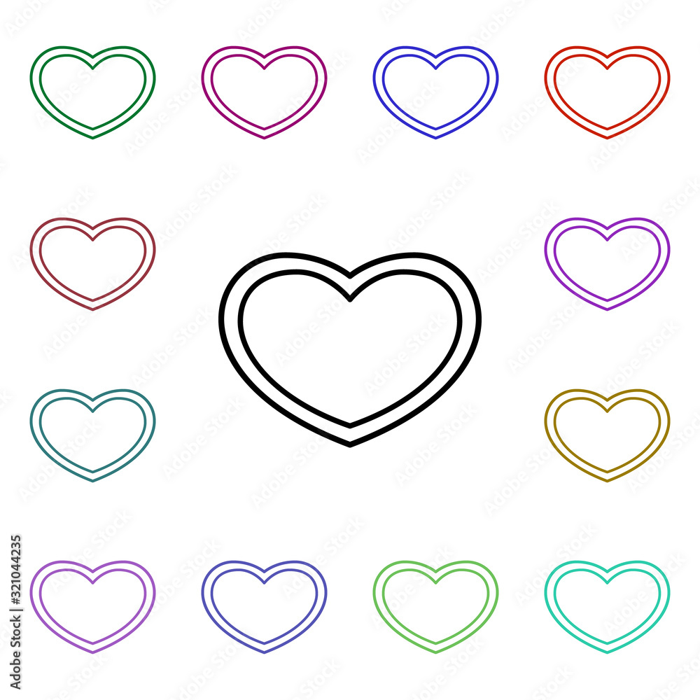 Heart inside heart multi color style icon. Simple thin line, outline vector of heartbeat icons for ui and ux, website or mobile application