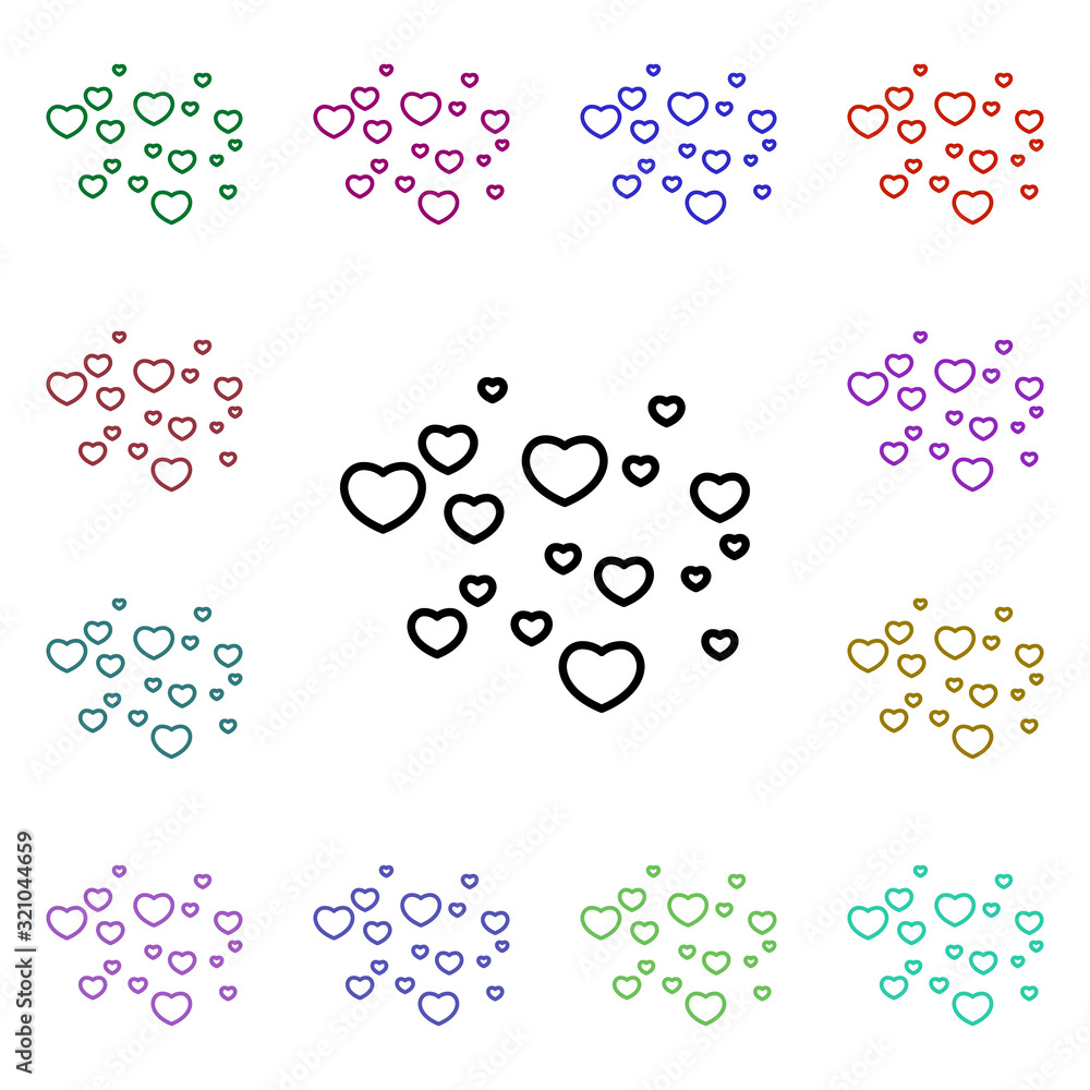 Hearts multi color style icon. Simple thin line, outline vector of heartbeat icons for ui and ux, website or mobile application