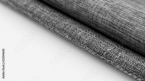 Texture of a gray striped fabric, tablecloth texture, fabrics made by natural dyeing process.