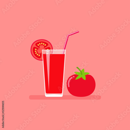 Tomato juice and tomato vegetable vector illustration