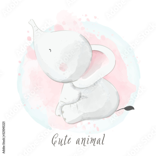 Draw elephant on sweet color.