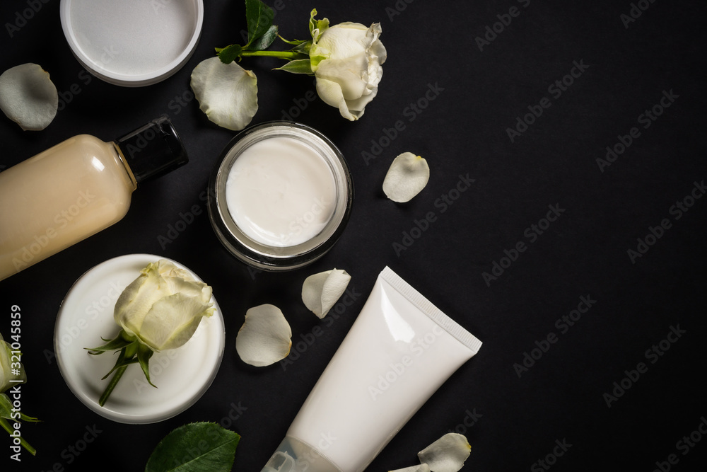 Natural cosmetics with rose oil.